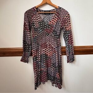 Maeve | Anthropologie Long Sleeve Flowy V-Neck Dress, size XS